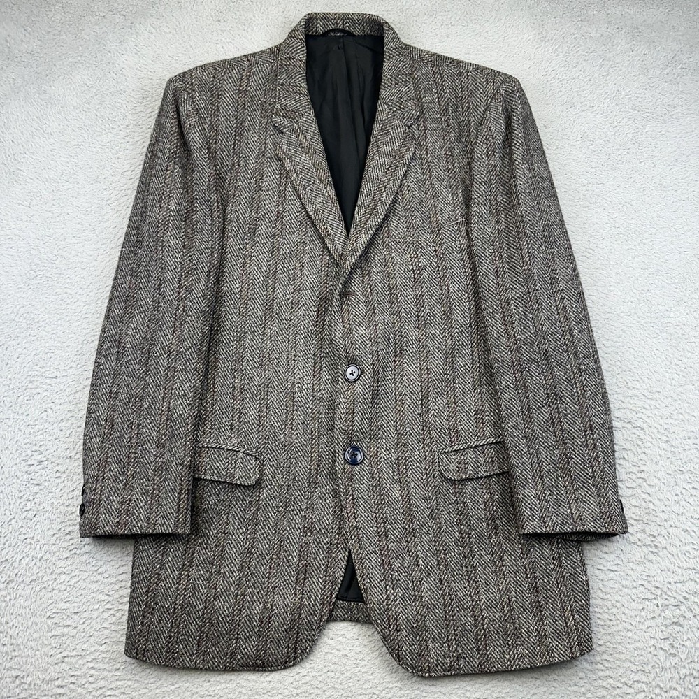 Vintage Clipper Craft Harris Tweed Sport Coat Mens 42L Herringbone‎ Scotland